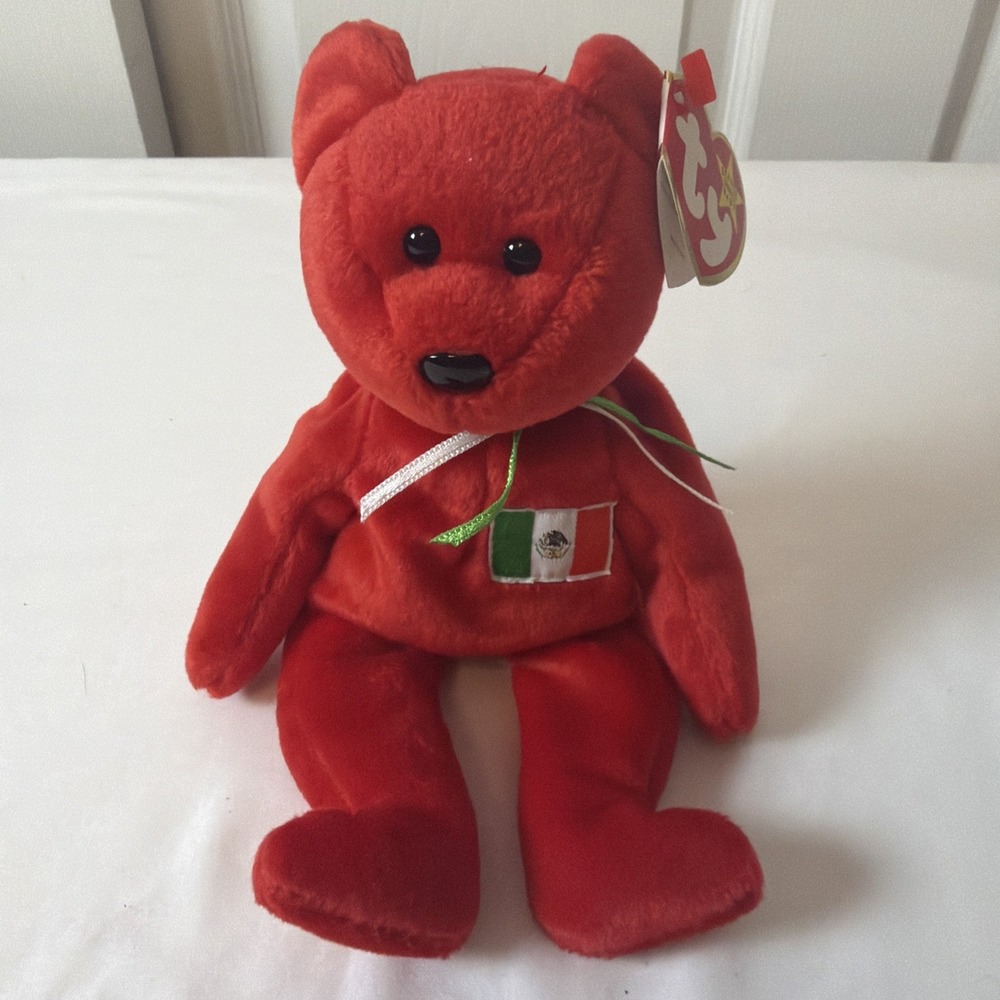 Ty OSITO Little Bear Teddy Red Spanish Cuddly One‎ 9" Plush Stuffed Beanie 1999